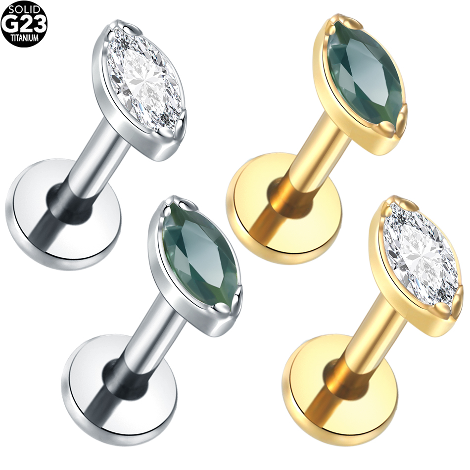 Flat Back Labret Stud - 1Pc/5Pcs Titanium Cartilage Earrings Flat Back