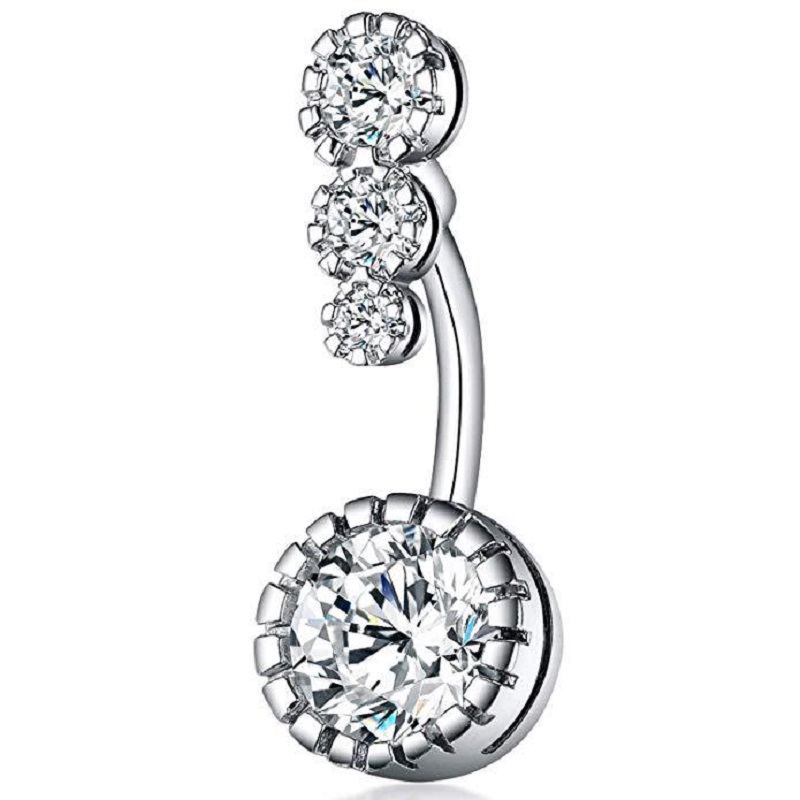 Body Jewelry Rings - Stainless Steel Belly Button Rings Clear