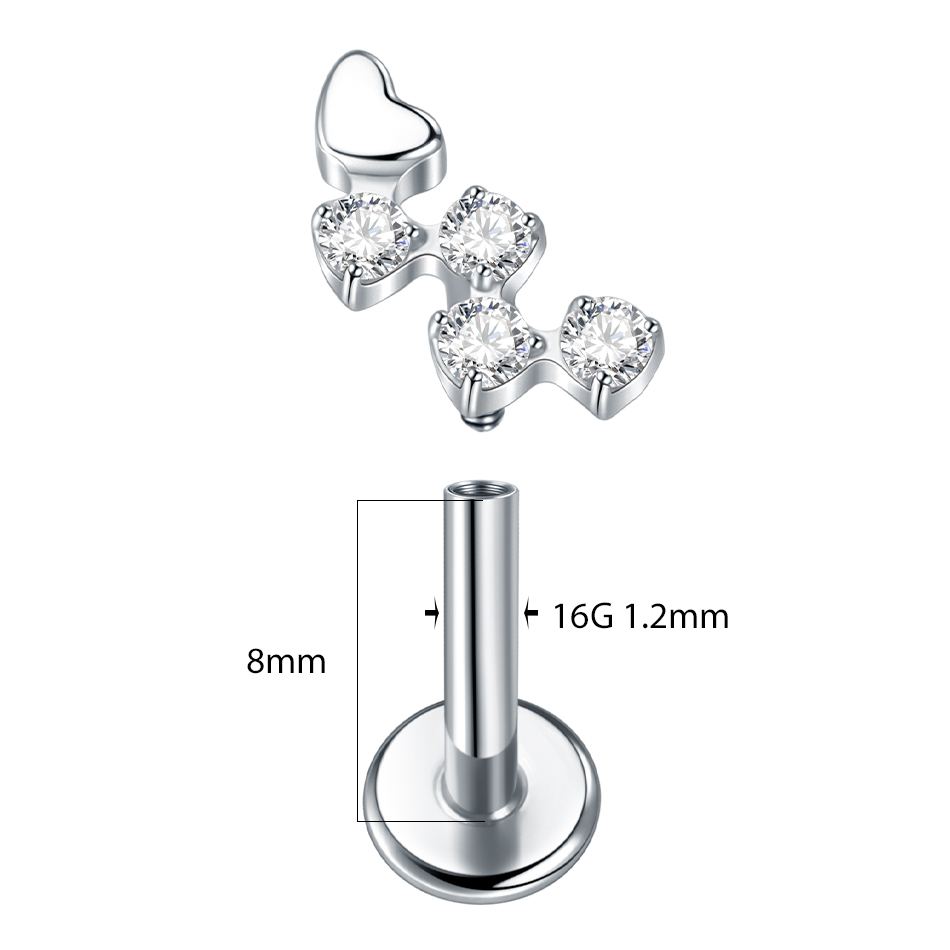 1Pc Titanium Flower Zircon Lab - Flat Back Labret Stud ulasan dan harga