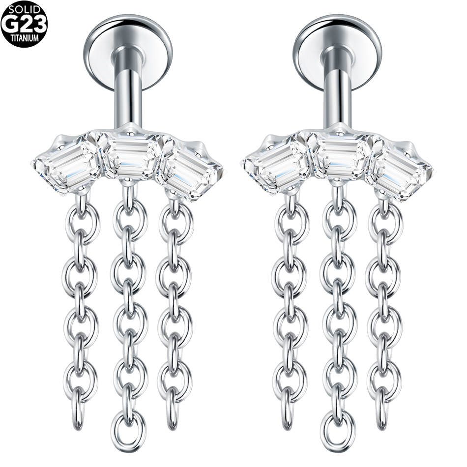 1/5Pcs G23 Titanium Ear Cartil - Flat Back Labret Stud ulasan dan harga