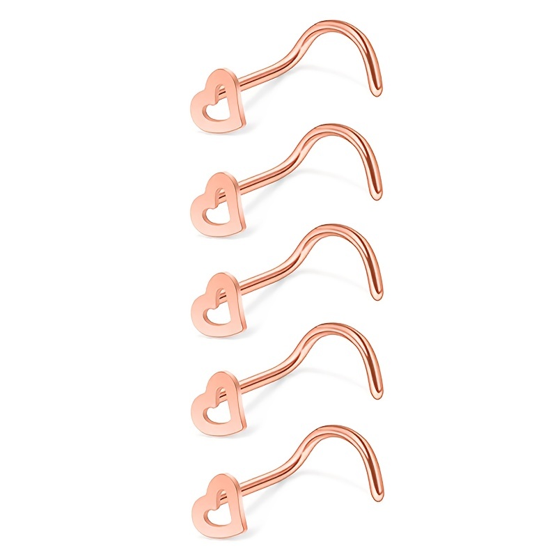 5pcs Hollow Heart Nose Stud Se - Nostril Screw Pin ulasan dan harga