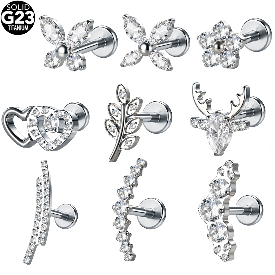 1/5Pcs G23 Titanium Butterfly  - Flat Back Labret Stud ulasan dan harga
