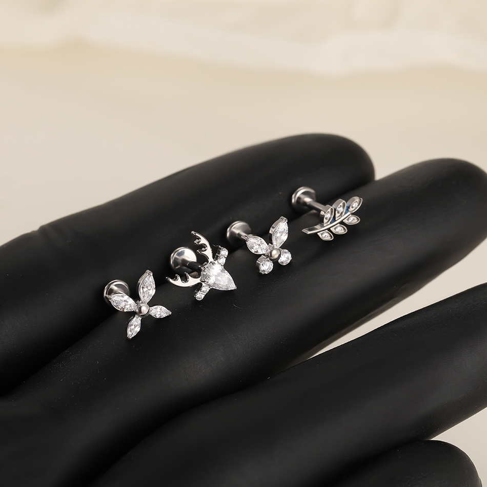 1/5Pcs G23 Titanium Butterfly  - Flat Back Labret Stud ulasan dan harga