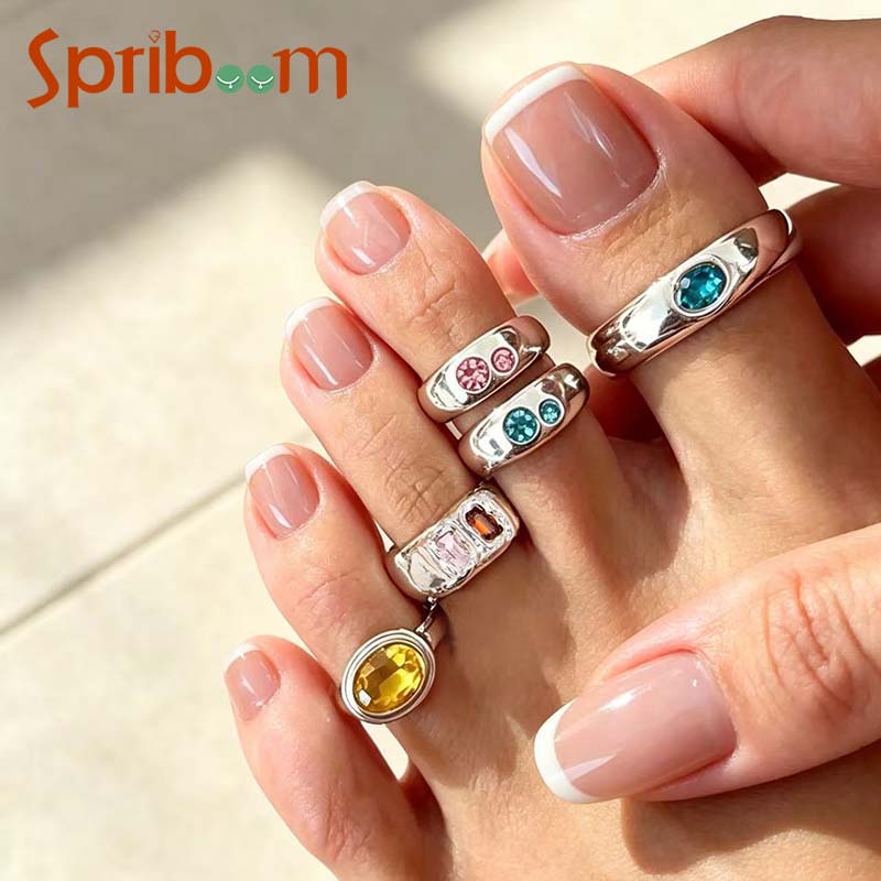5Pcs/set Colorful Crystal Open - Body Jewelry Rings ulasan dan harga