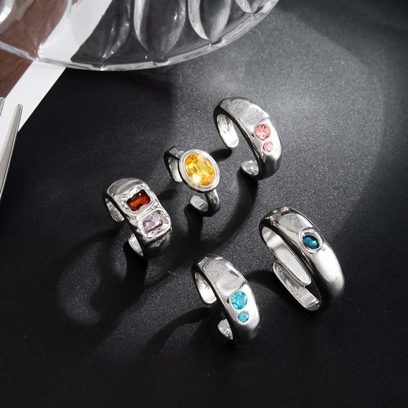 5Pcs/set Colorful Crystal Open - Body Jewelry Rings ulasan dan harga