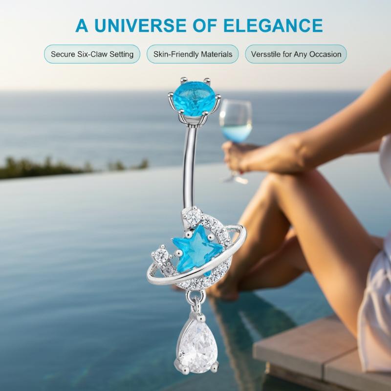 Shiny Zircon Dangle Belly Butt - Body Jewelry Universe ulasan dan harga