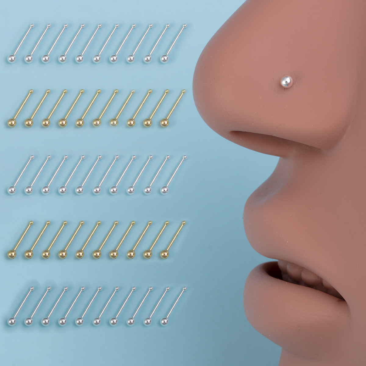 10pcs Nose Stud Rings Cartilag - Nostril Screw Pin ulasan dan harga