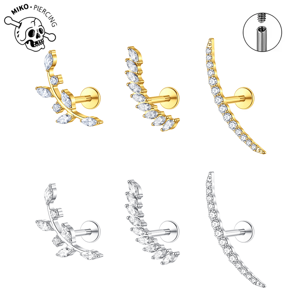 G23 Titanium Ear Climber Carti - Flat Back Labret Stud ulasan dan harga