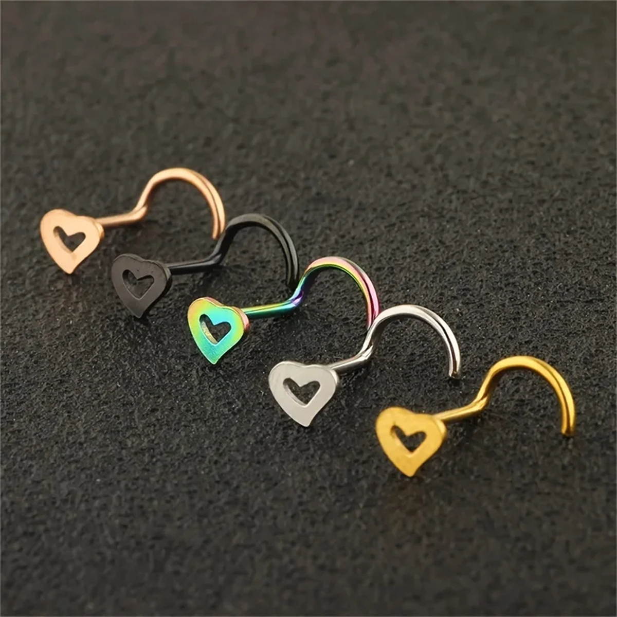 5pcs Fashion Hollow Heart Stai - Nostril Screw Pin ulasan dan harga