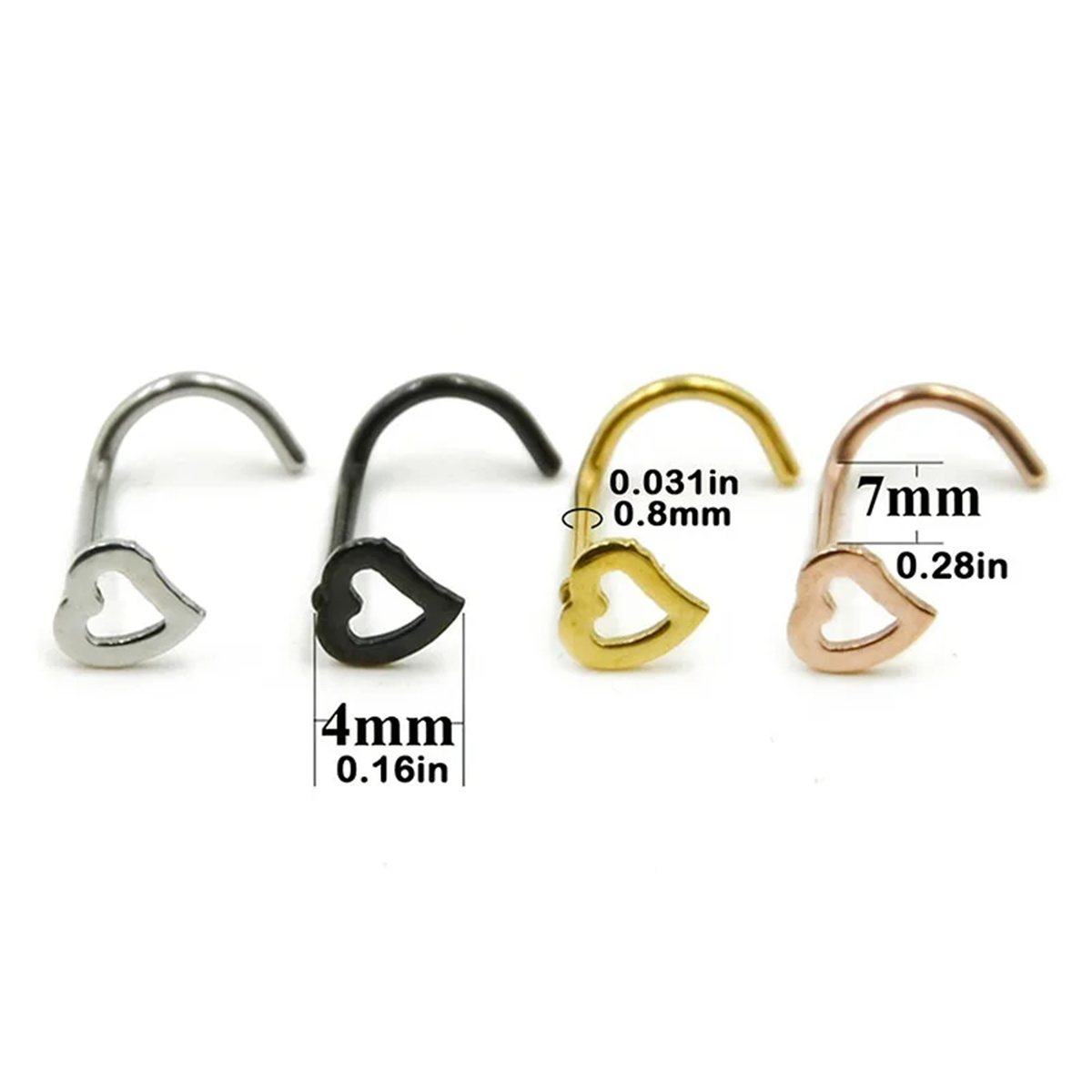 5pcs Fashion Hollow Heart Stai - Nostril Screw Pin ulasan dan harga