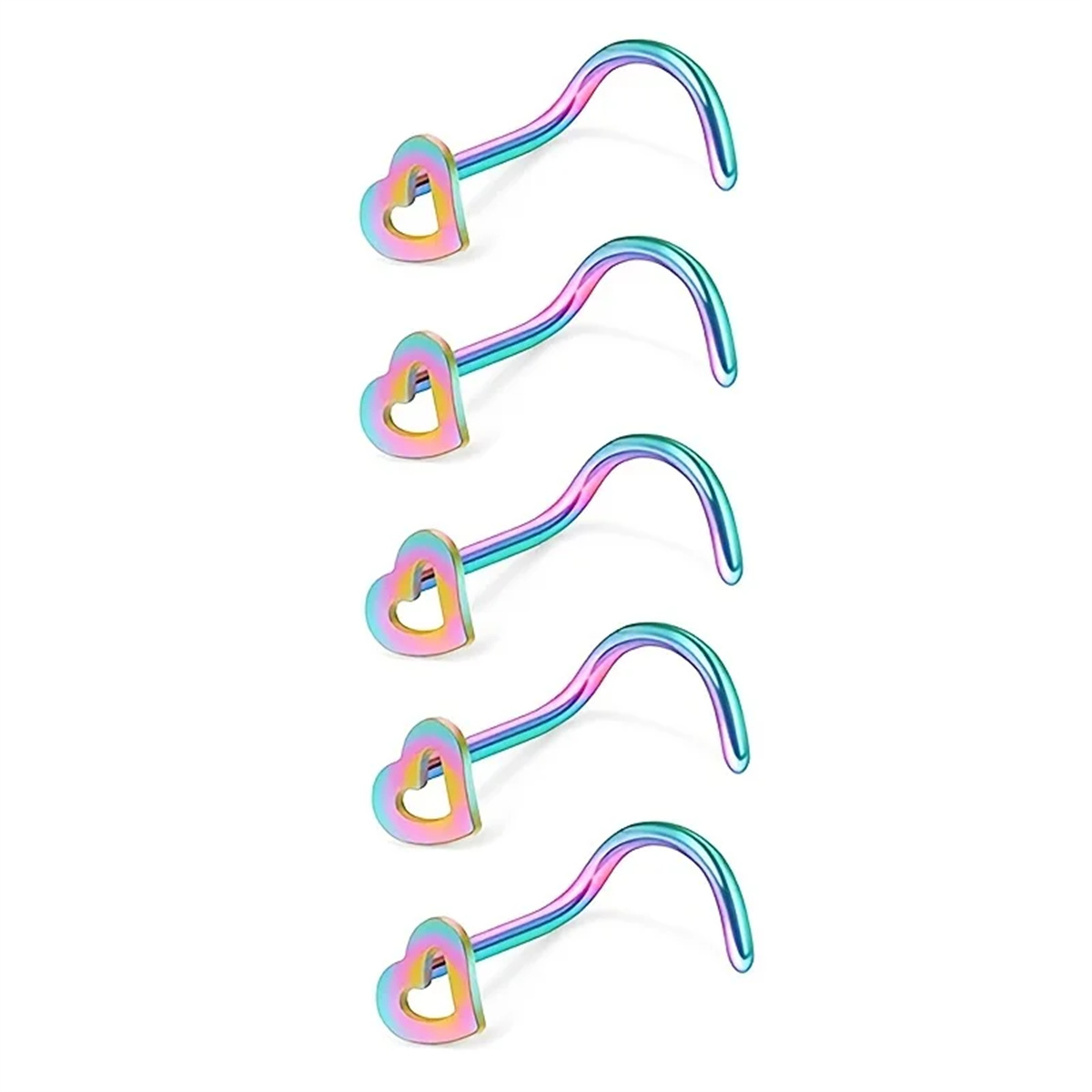 5pcs Fashion Hollow Heart Stai - Nostril Screw Pin ulasan dan harga