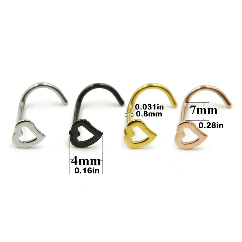 5pcs Hollow Heart Nose Stud Se - Nostril Screw Pin ulasan dan harga
