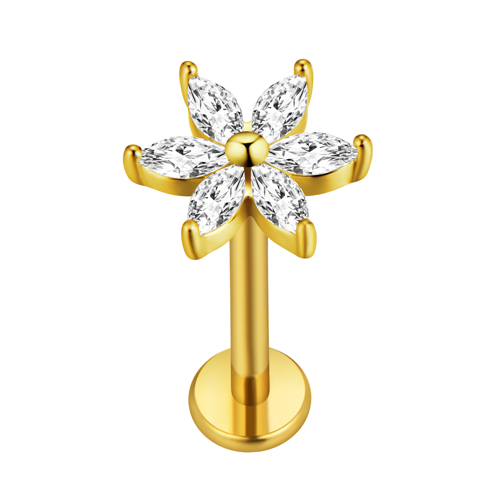 Maple Leaf Labret Piercing Sta - Flat Back Labret Stud ulasan dan harga