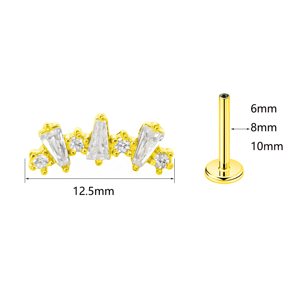 Internal Threaded Cubic Zircon - Flat Back Labret Stud ulasan dan harga