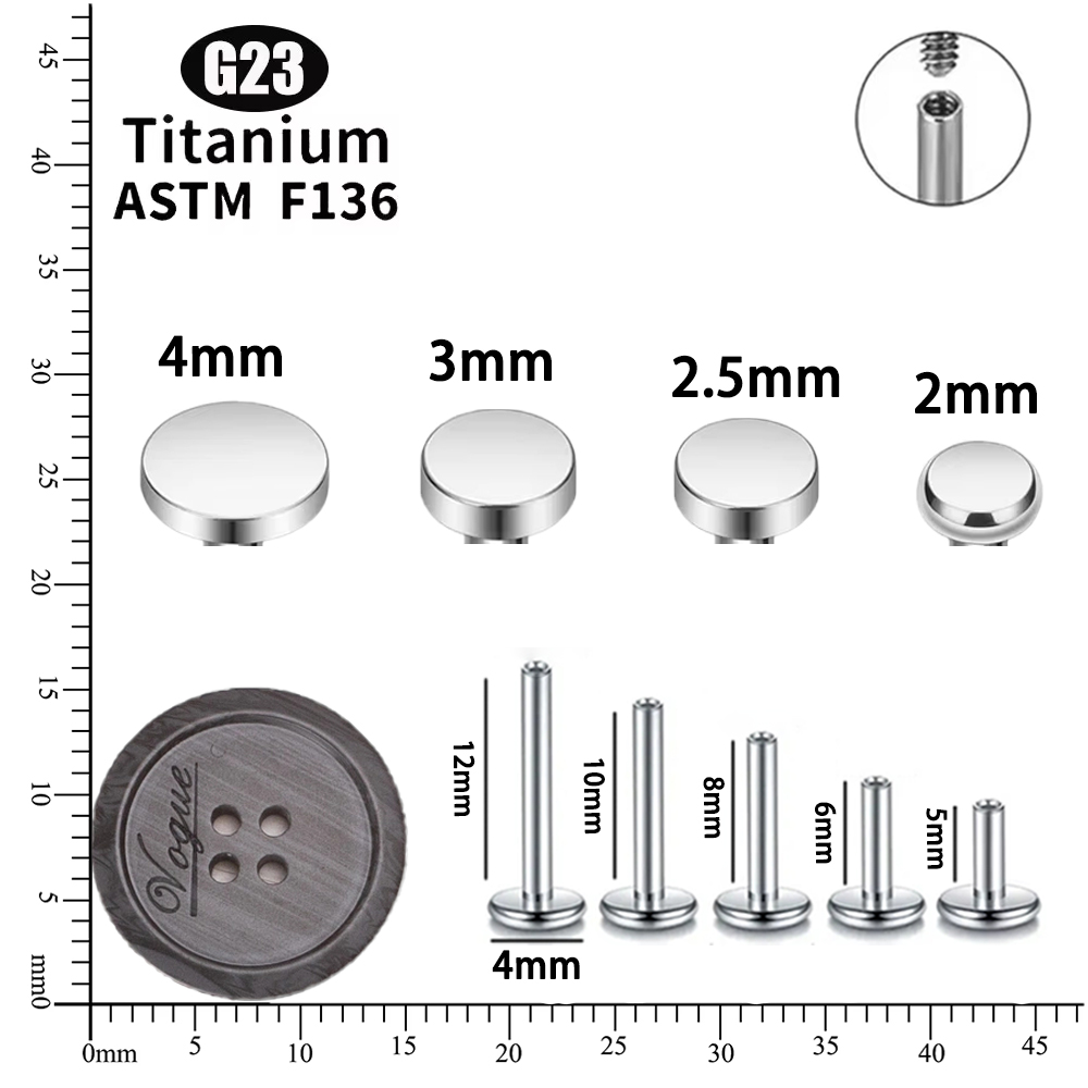 ASTM F136 Titanium Circle Dot  - Flat Back Labret Stud ulasan dan harga