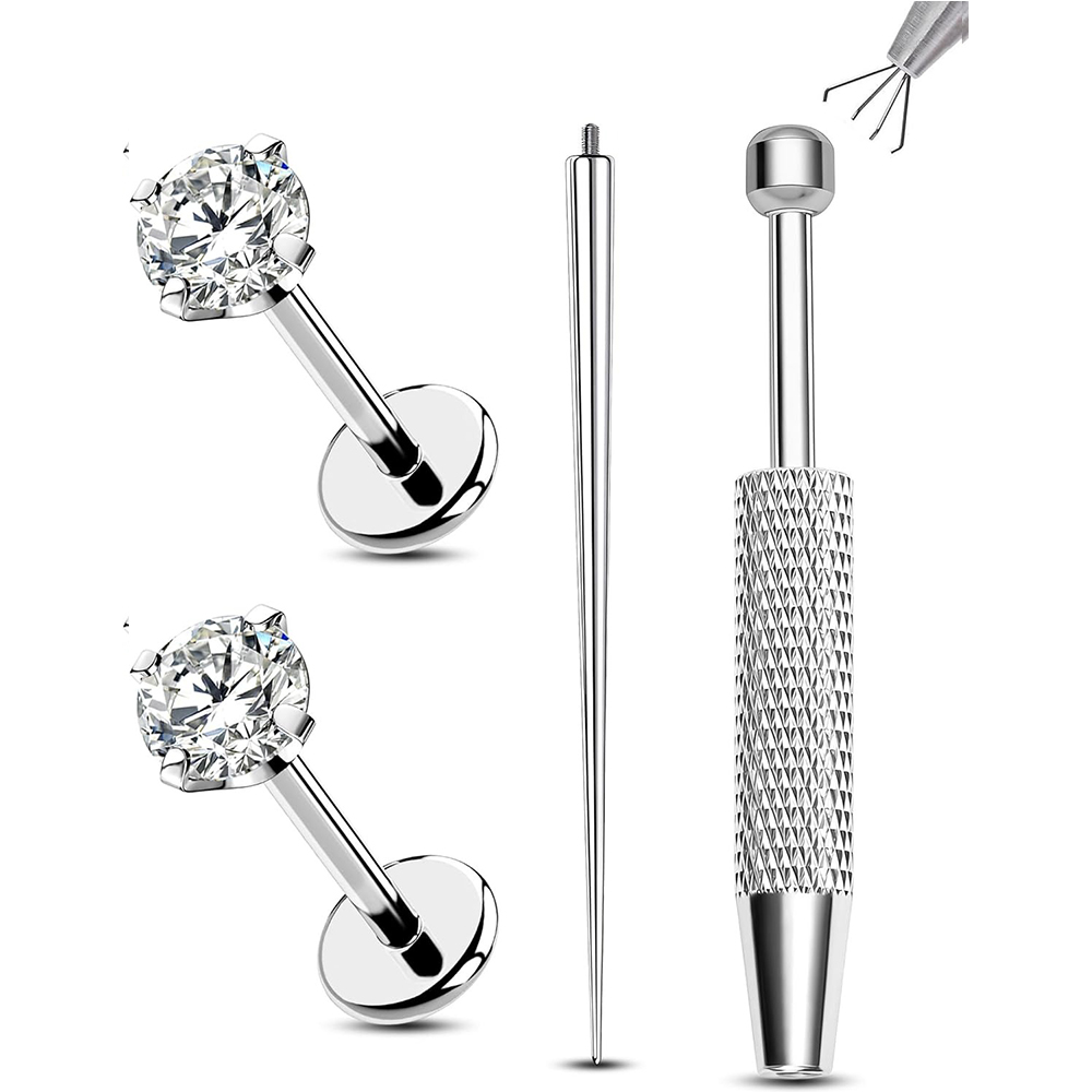 2PCS 16G G23 Titanium Flat Bac - Flat Back Labret Stud ulasan dan harga