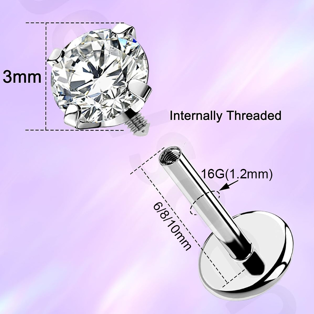 2PCS 16G G23 Titanium Flat Bac - Flat Back Labret Stud ulasan dan harga