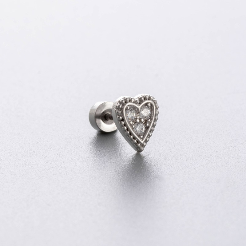 G23 Titanium Heart Flat Back C - Flat Back Labret Stud ulasan dan harga