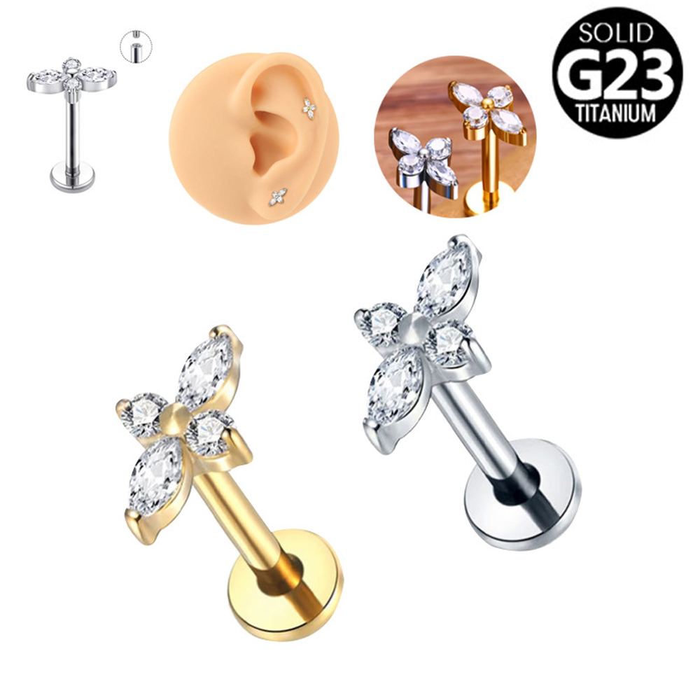 1PC G23 Titanium Labret Pierci - Flat Back Labret Stud ulasan dan harga