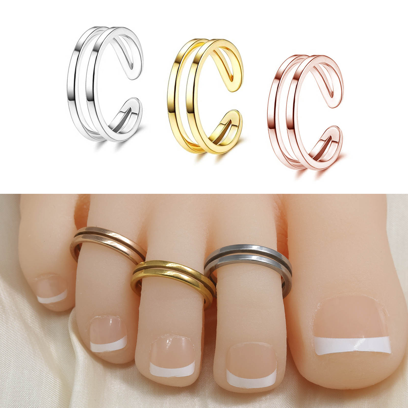 Adjustable Double Layer Toe Ri - Body Jewelry Rings ulasan dan harga