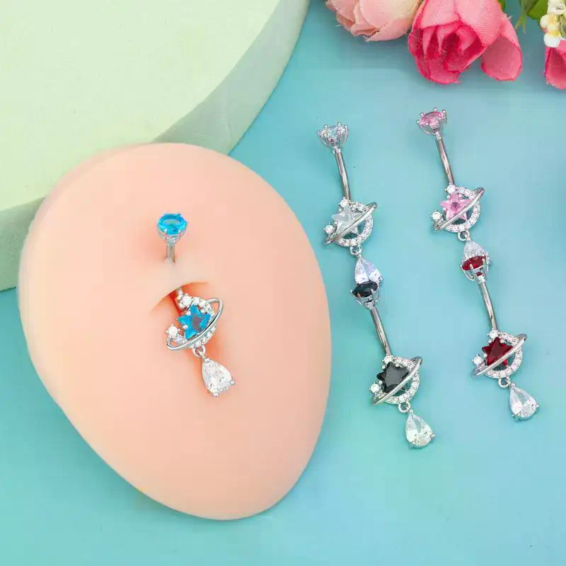 Shiny Crystal Dangle Belly But - Body Jewelry Universe ulasan dan harga