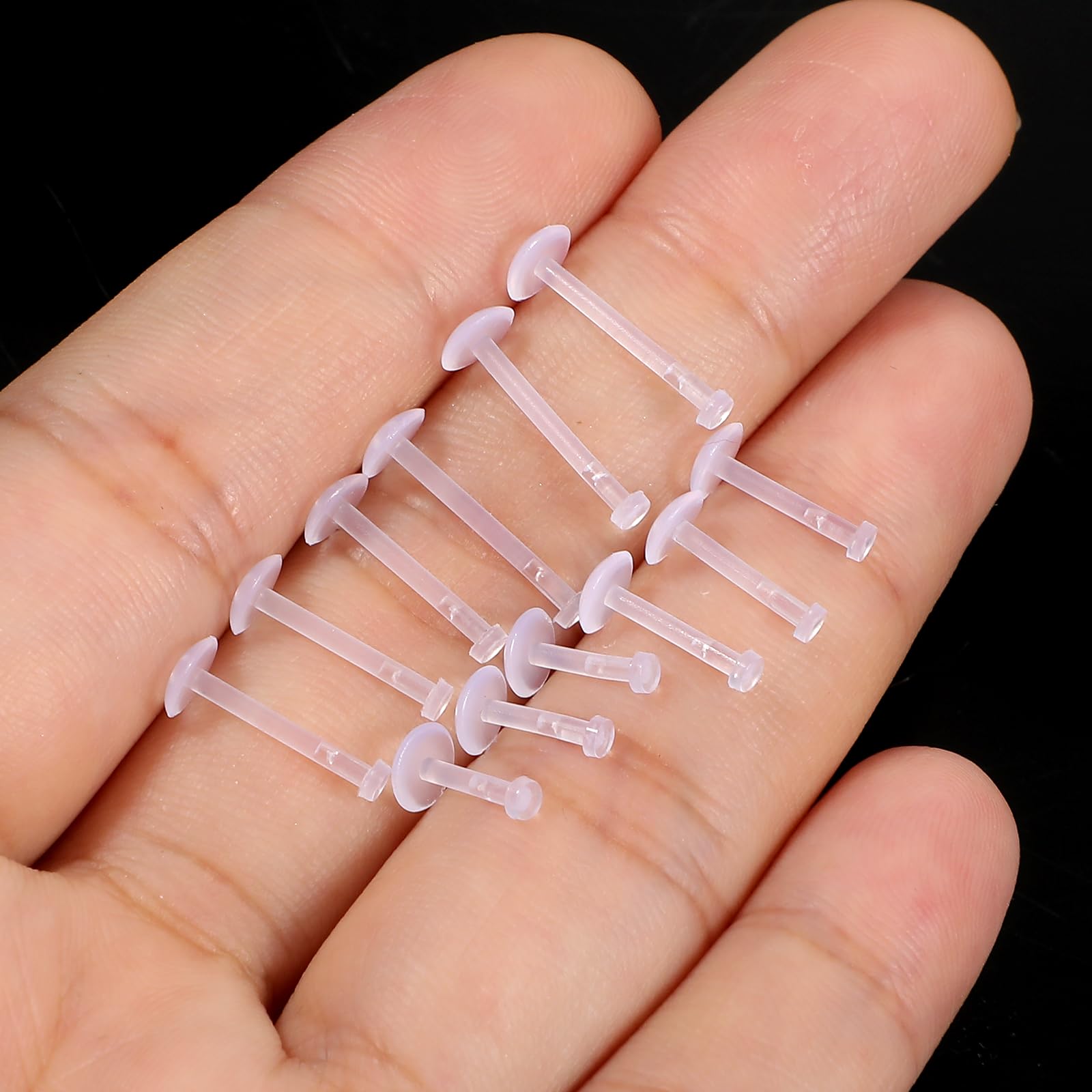 12 Pcs Flat Back Clear Earring - Flat Back Labret Stud ulasan dan harga