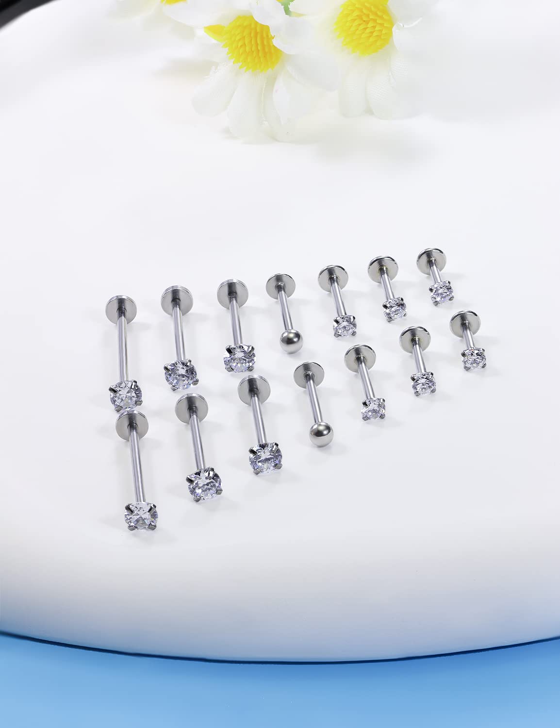 16G Different Sizes Flat Back  - Flat Back Labret Stud ulasan dan harga